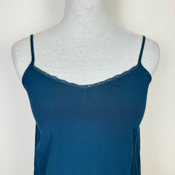 Des Petits Hauts | Teal Romelia Relaxed Fit Layering Simple Solid Camisole Tank - Picture 2 of 11